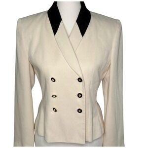 Vintage 80s/90s Kasper A.S.L. Cream Double-Breasted Women's Jacket Size‎ 2P